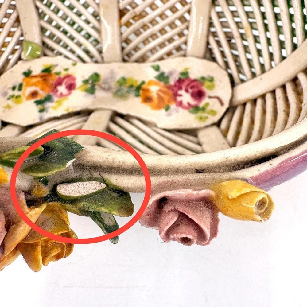 Vintage Floral Porcelain Basket Cottagecore Shabby‎ Chic Easter Centerpiece